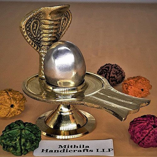 Parad shivling (Pure Mercury Shivling) with Brass Naagfani - 100 Gram