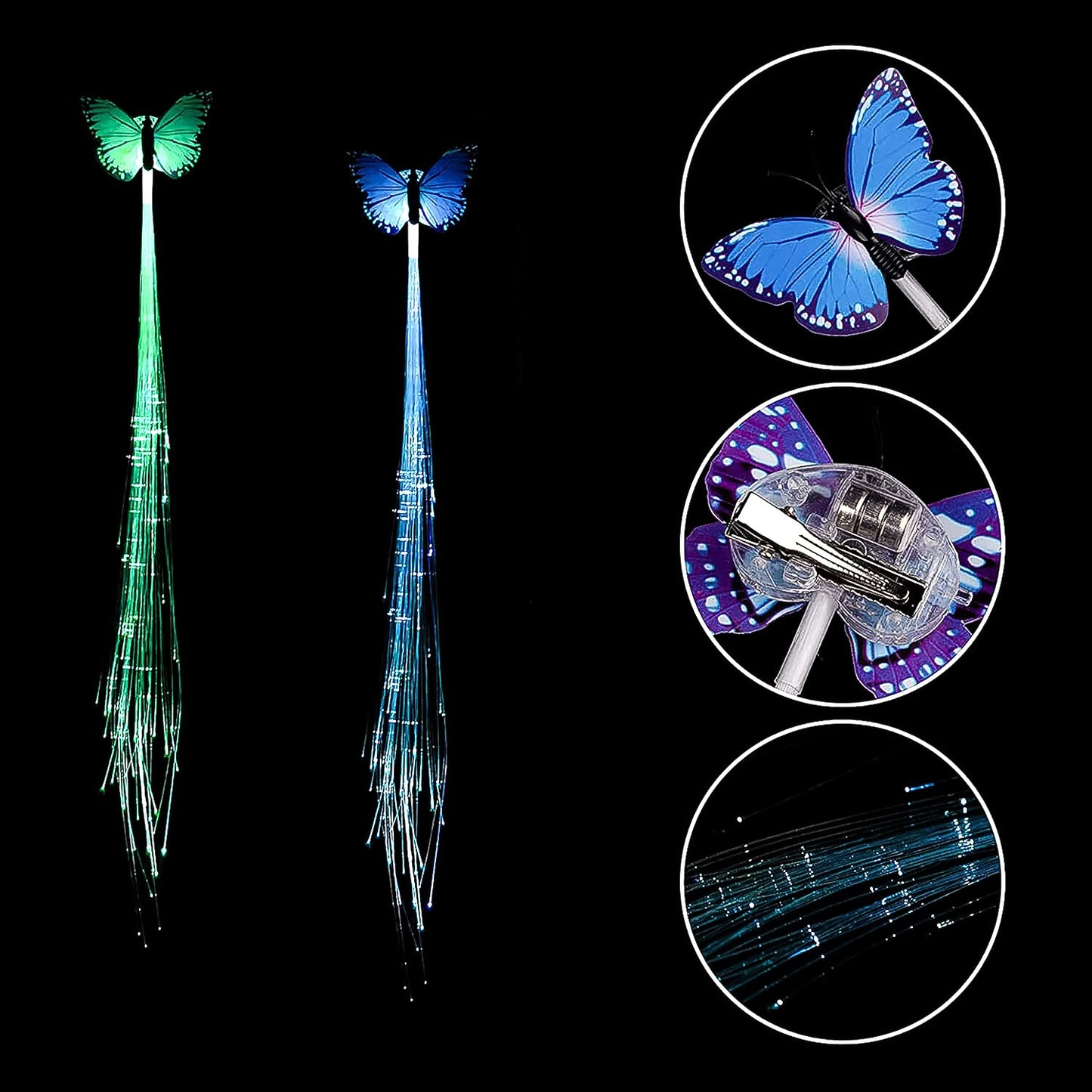 Led Butterfly Hair Braid Clip (Mix Color 1 Pc)