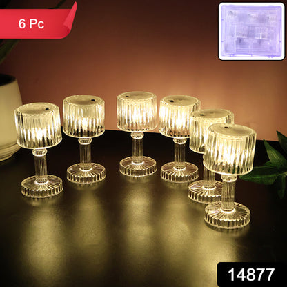 Set Of 6 Led Crystal-effect Table Lamps