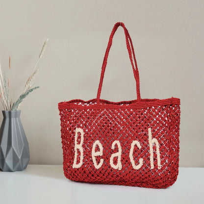 Woven Jute Tote Bag - Beach