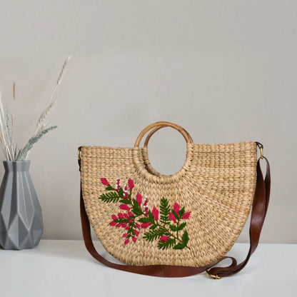 Nature Nest Shopper Handwoven Embroidered Handbag