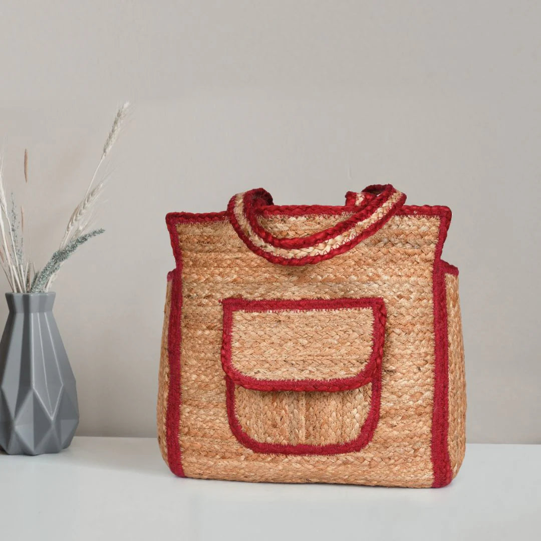 Urban Eco Jute Tote Bags - Red