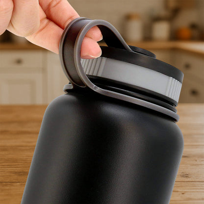 Black Stainless Steel Double Wall Vacuum-insulated Drink Water Bottle (1000 Ml)