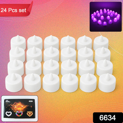 6634  Flameless Led Tealights Smokeless Plastic Decorative Candles - Led Tea Light Candle For Home Decoration (Pack Of 24)
