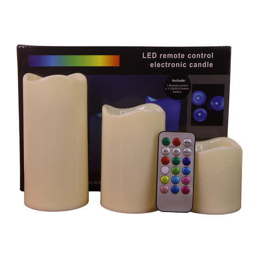 Premium 3 Piece Led Flameless Candle Set With Remote Control