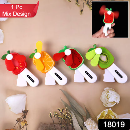 Mini Hand Pressure Fruit-shaped Fan For Kids (1 Pc  Mix Design)
