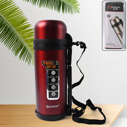 13039 Liter Stainless Steel Water Bottle With Straw Strap  Handle  Vacuum Insulated Thermos Flask Double-walled Coffee Thermos Flask Leak-proof Water Bottle For Sports Fitness Gym (1500ml)