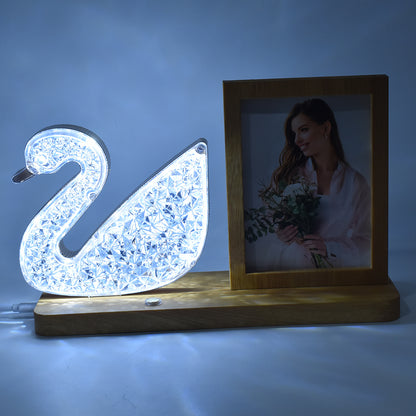 Duck Shape Cystal Led Lamp  Photo Frame Night Lamp  Wedding Gift  Love Couple