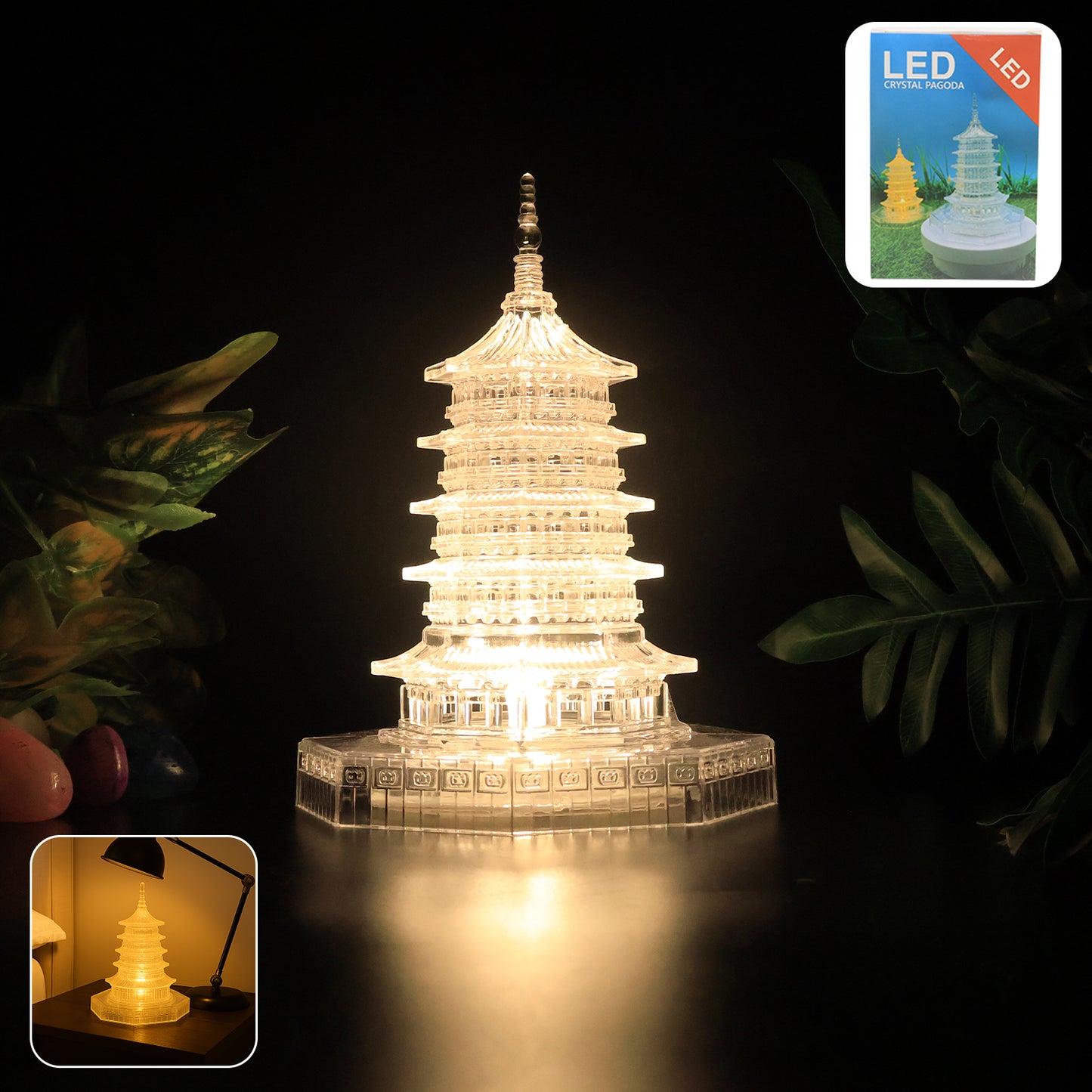 Premium Led Crystal Pagoda Decorative Light (1 Pc)