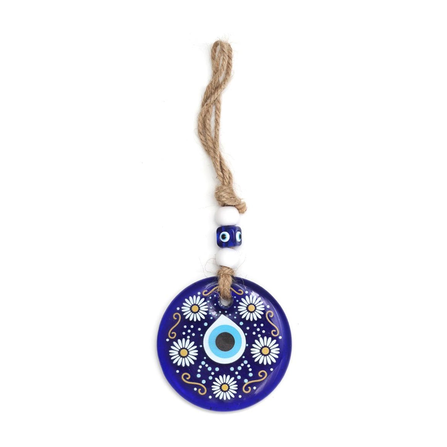 Decorative Evil Eye Wall Hanging Nazar Protector Charm With Beads Wind Chime (1 Pc)