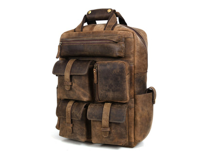 Vintage Leather Backpack Hunter Brown