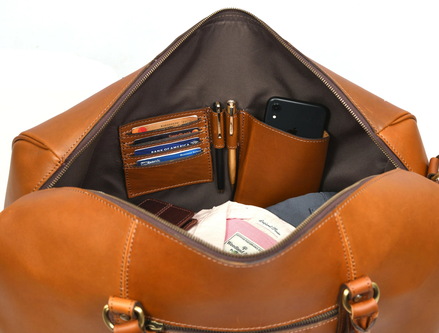 Taranto Leather Weekender Bag - Chestnut