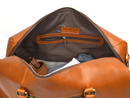 Taranto Leather Weekender Bag - Chestnut