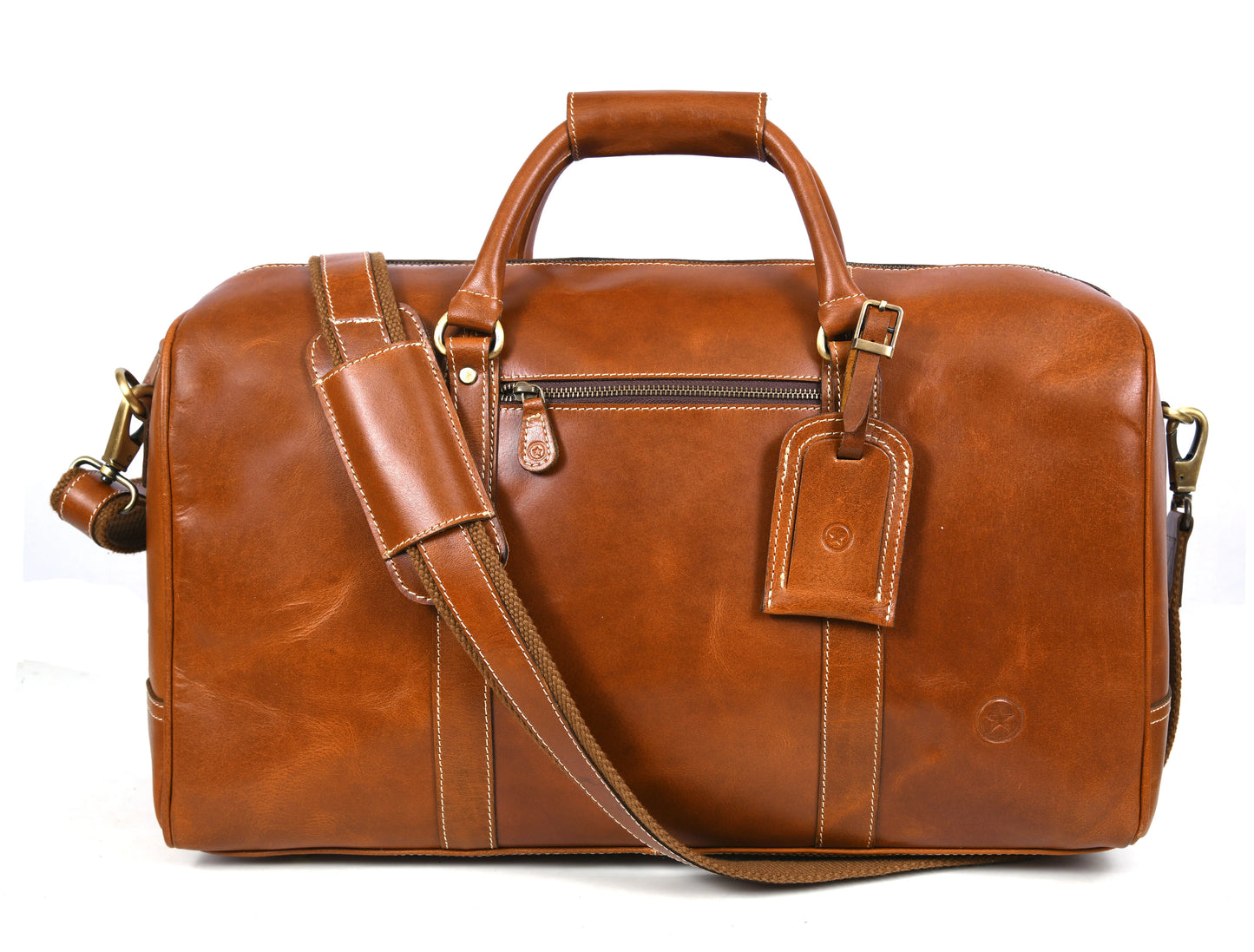 Taranto Leather Weekender Bag - Ochre Brown