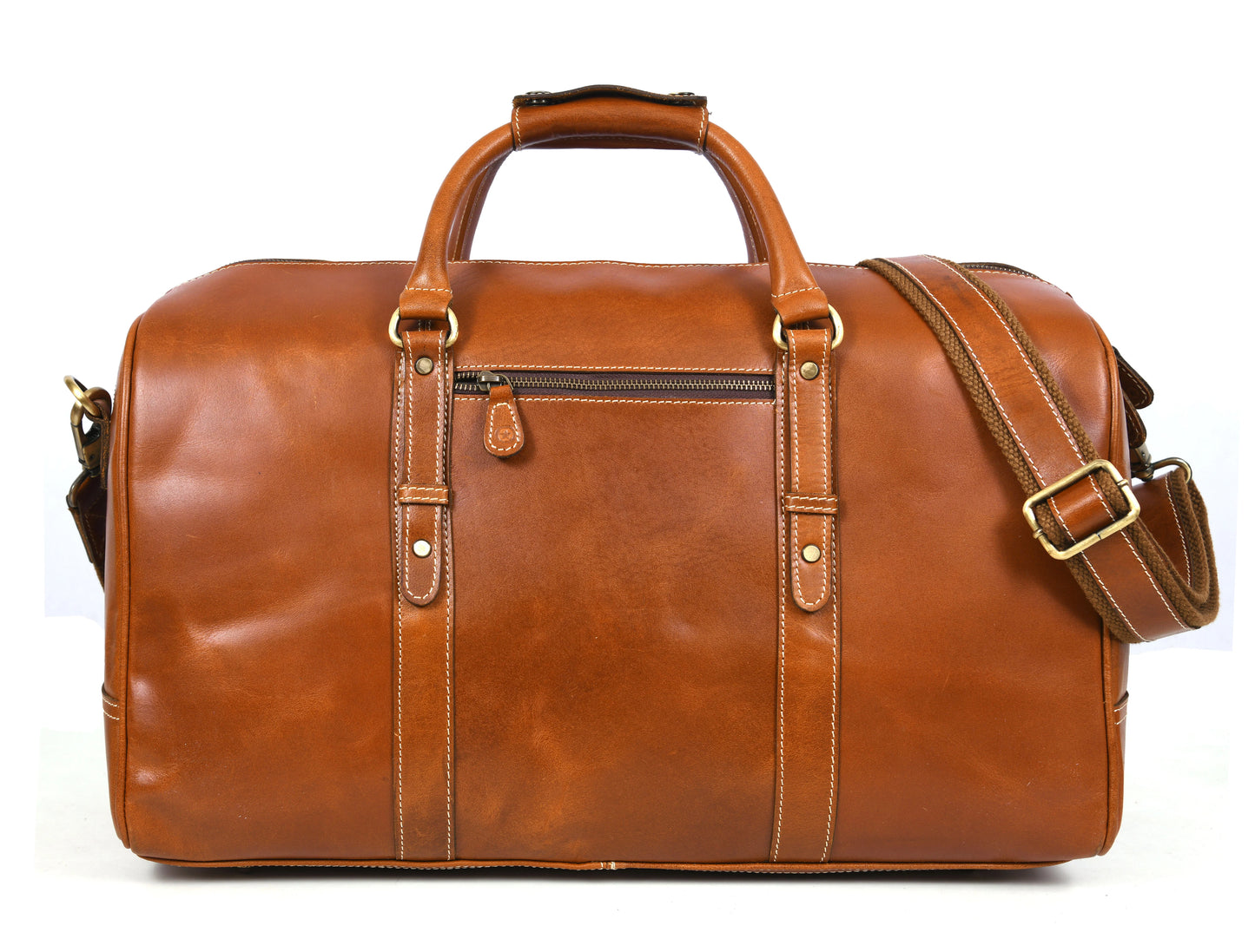 Taranto Leather Weekender Bag - Ochre Brown