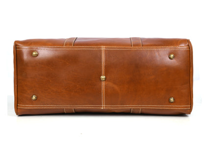 Taranto Leather Weekender Bag - Ochre Brown