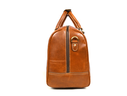 Taranto Leather Weekender Bag - Ochre Brown