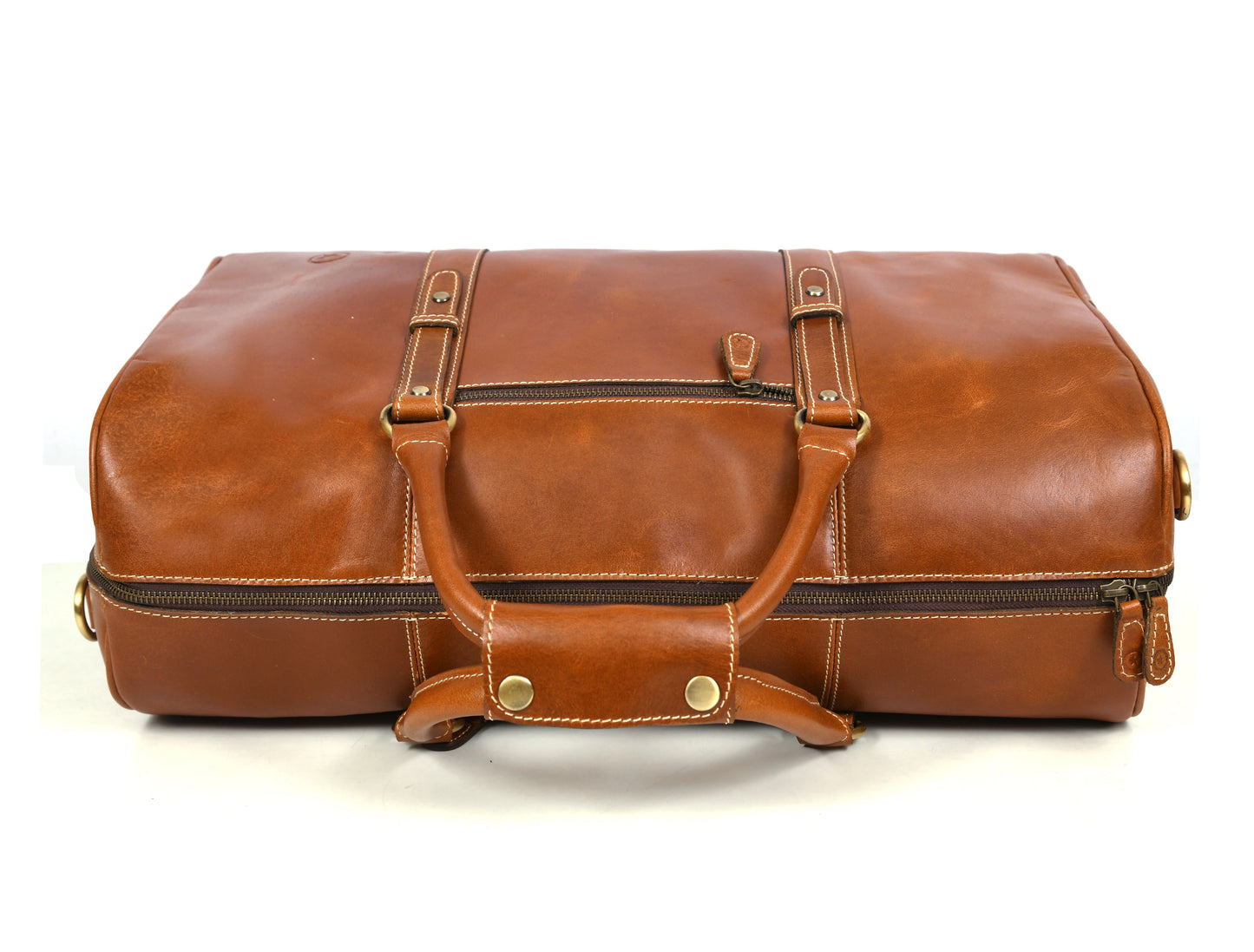 Taranto Leather Weekender Bag - Ochre Brown