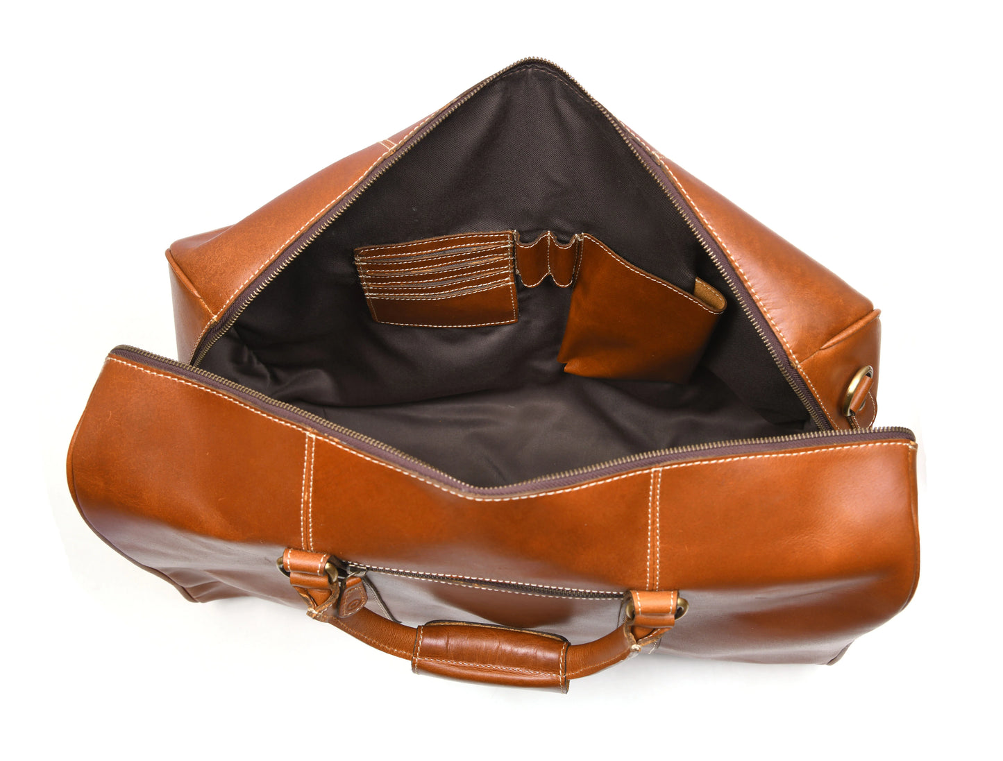 Taranto Leather Weekender Bag - Ochre Brown