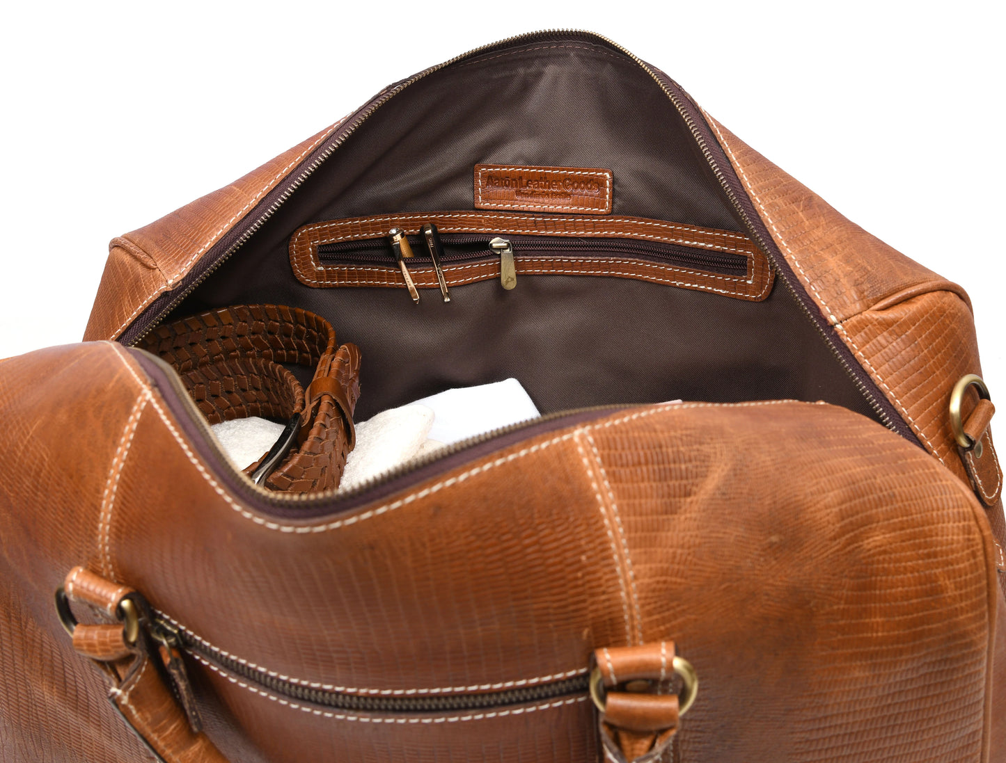 Taranto Leather Weekender Bag - Gingerbread