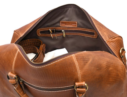 Taranto Leather Weekender Bag - Gingerbread