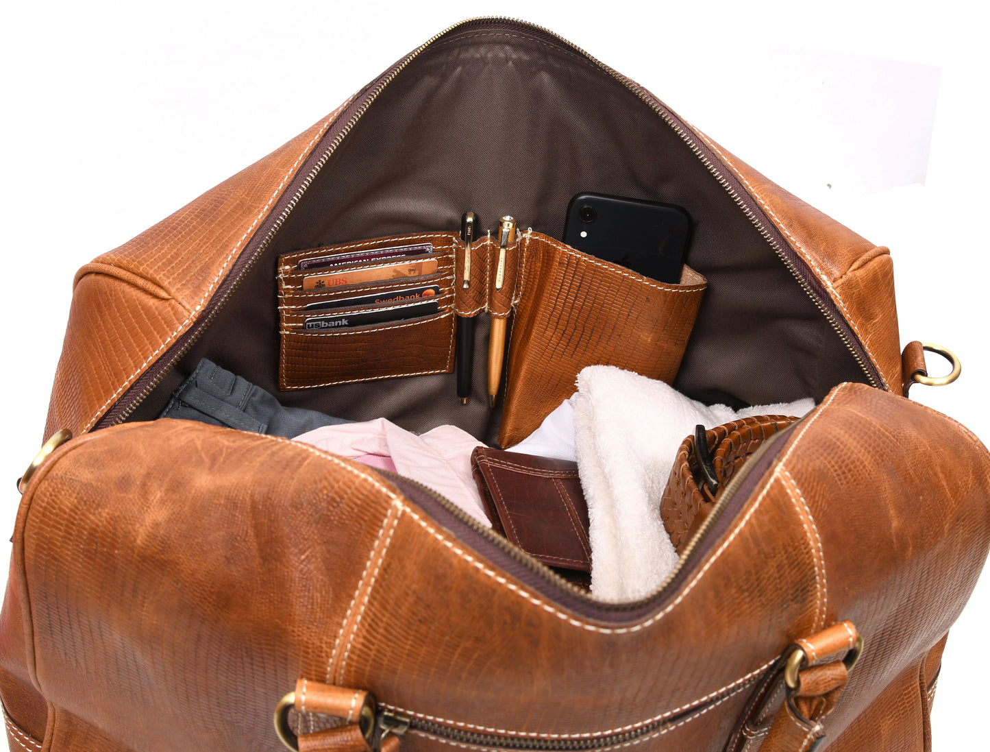 Taranto Leather Weekender Bag - Gingerbread