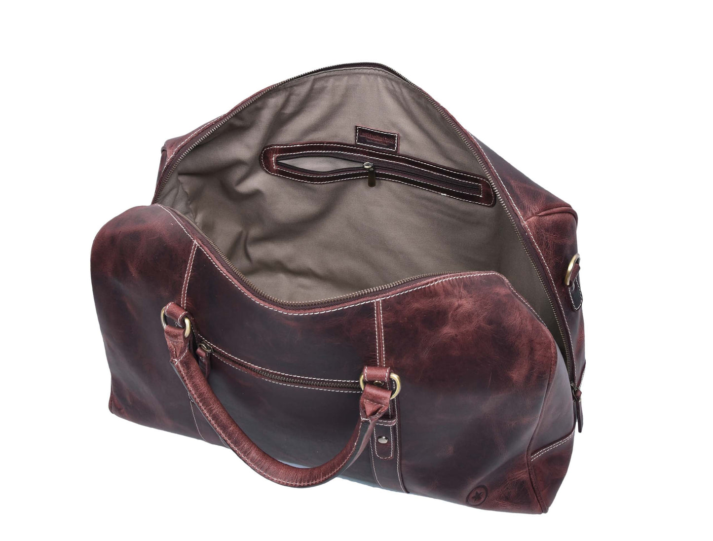 Taranto Leather Weekender Bag - Hickory Brown