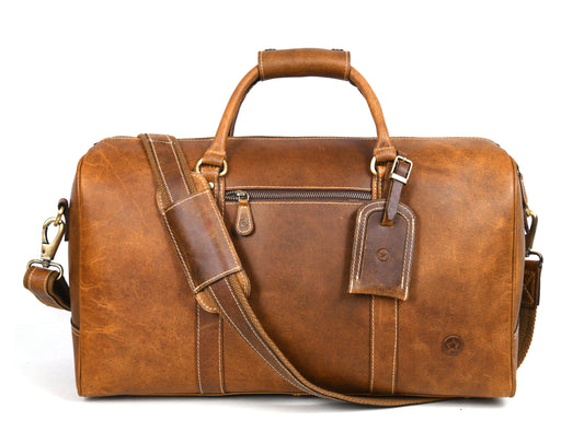 Taranto Leather Weekender Bag - Tawny Brown