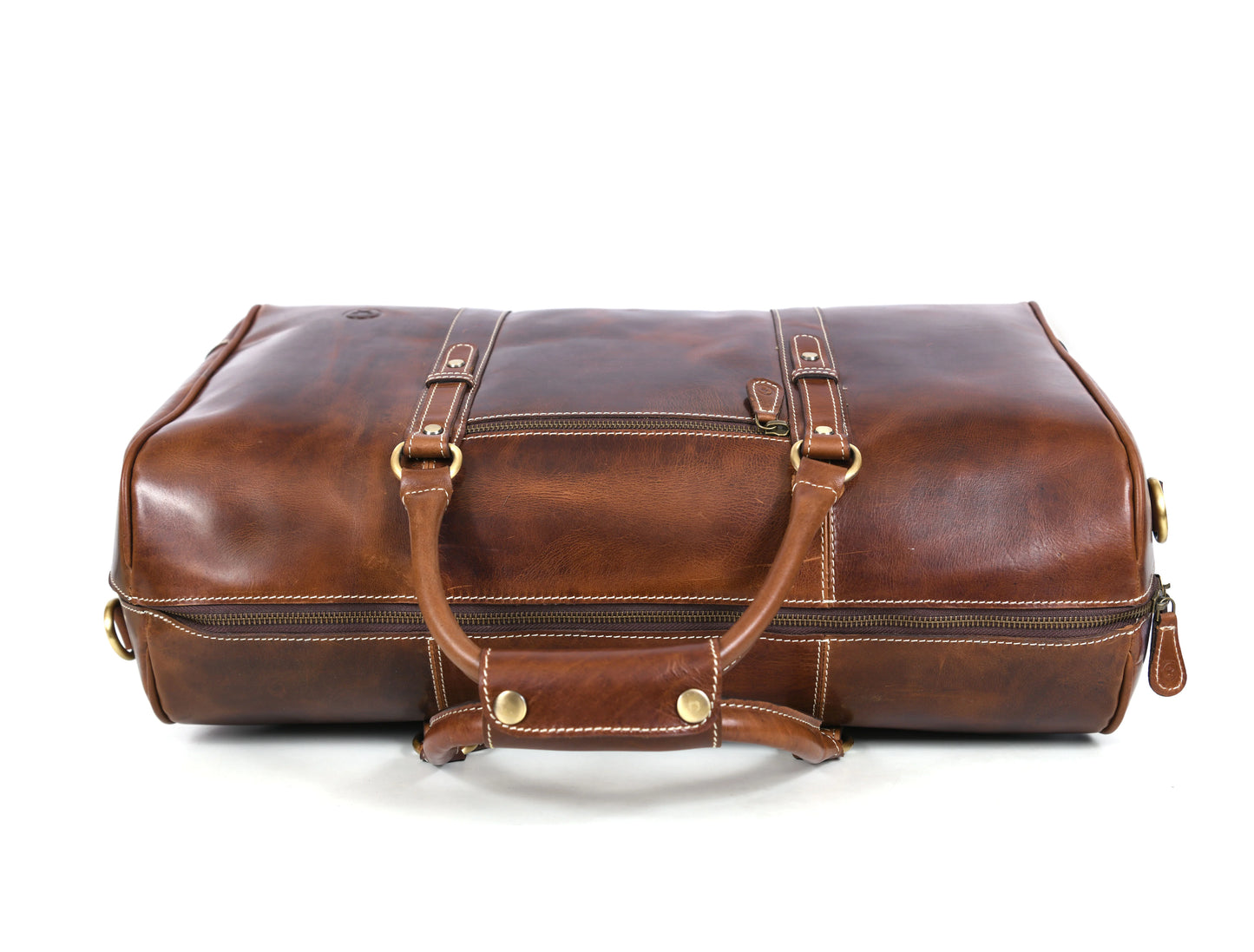 Taranto Leather Weekender Bag - Penny Brown