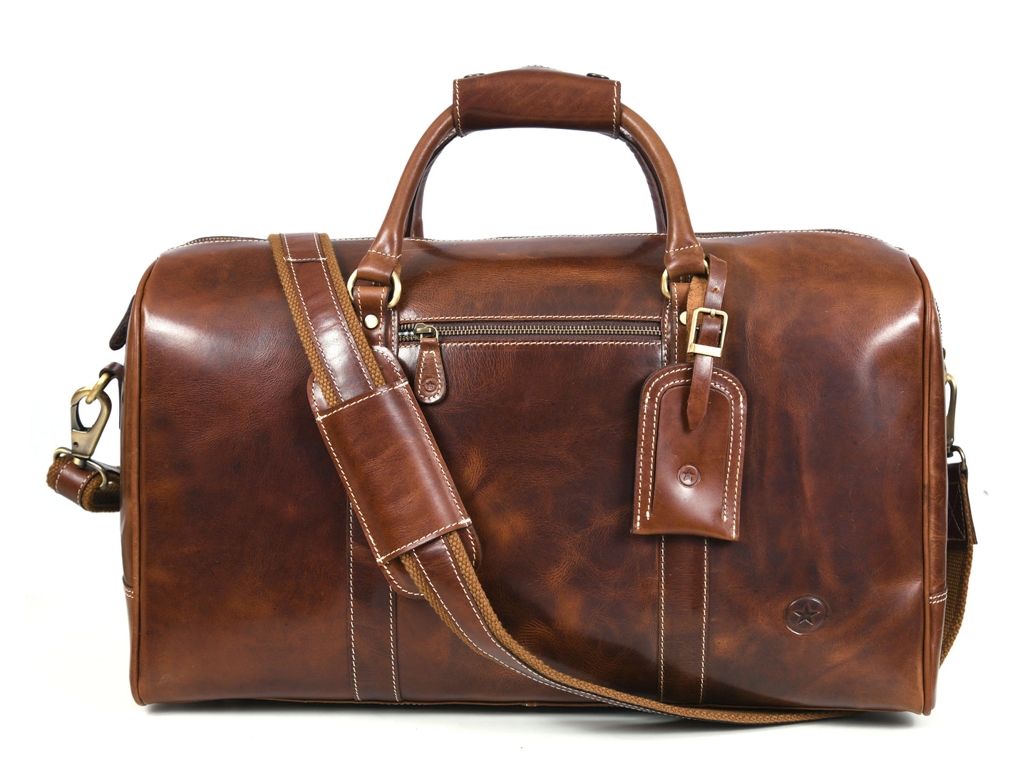 Taranto Leather Weekender Bag - Penny Brown