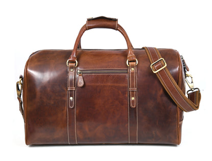 Taranto Leather Weekender Bag - Penny Brown