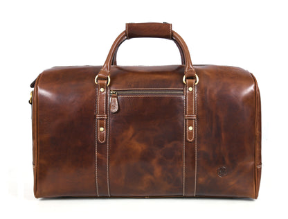 Taranto Leather Weekender Bag - Penny Brown