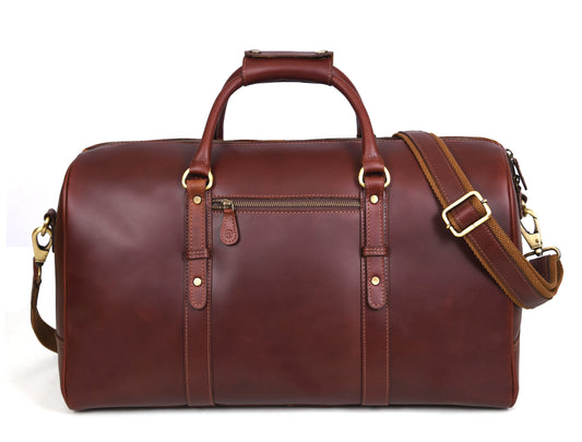 Taranto Leather Weekender Bag Combo - Pecan Brown