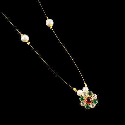 Elegant Traditional Multicolor Stone  Pearl Pendant Chain (1 Pc)