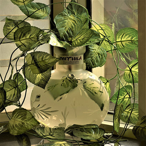 ROUND GLASS VASE WITH ARTIFICIAL MONEY PLANT-LARGE