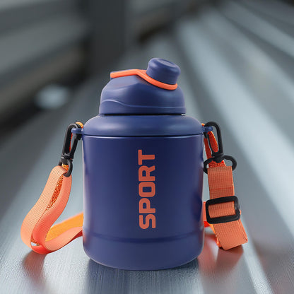 Sports Vacuum Bottle With Shoulder Strap 1 Pc Stylish Mix Design  Size