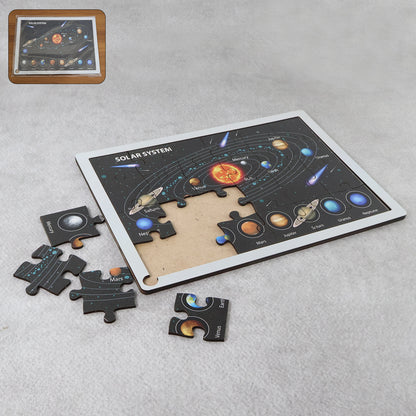 Wooden Solar System Puzzle For Kids - (1 Set)