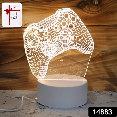 3d Illusion Led Night Lamp With Gaming Controller Design