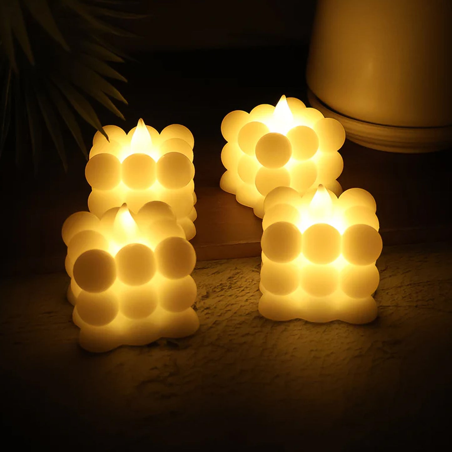 Decorative Led Bubble Candles (4 Pc  Set)