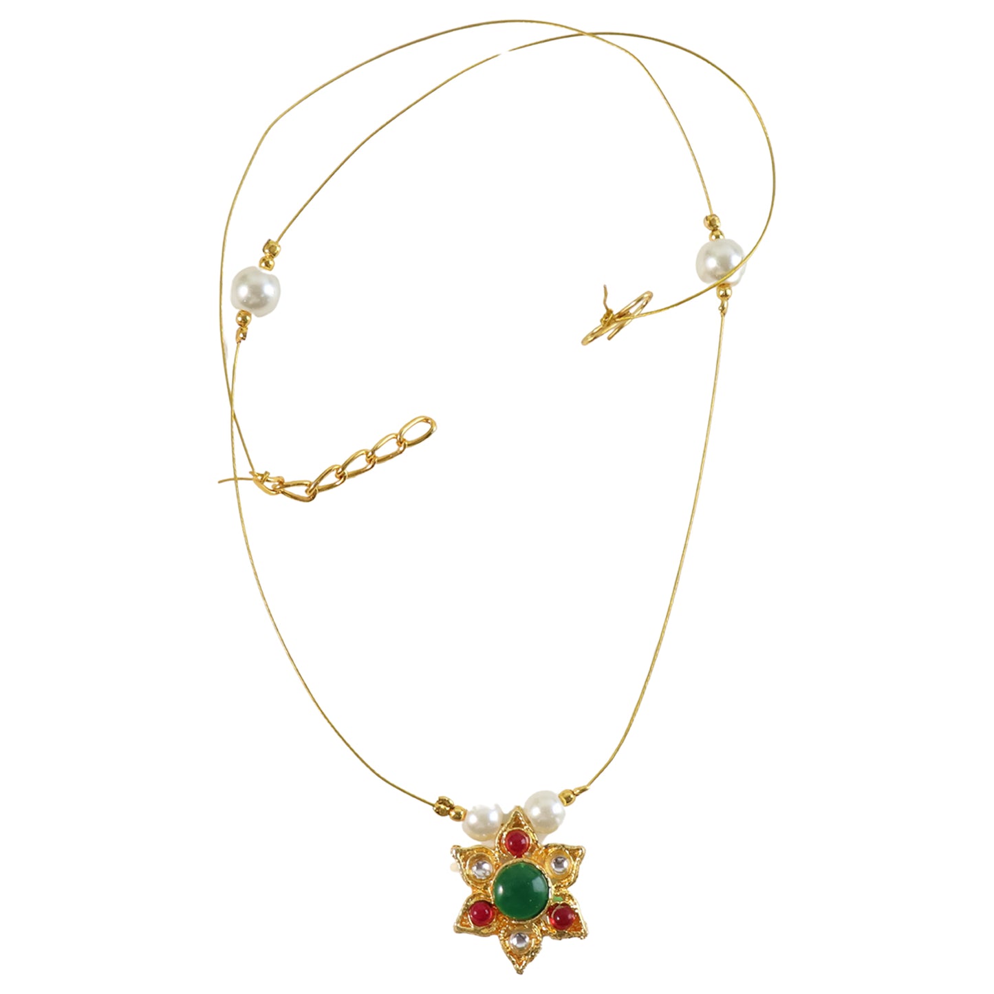 Traditional Multicolor Stone Floral Pendant Necklace Chain (1 Pc)