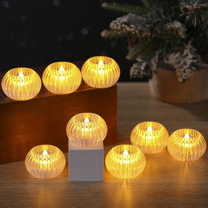 Set Of 12 Led Crystal-effect Flameless Smokeless Decorative Candles