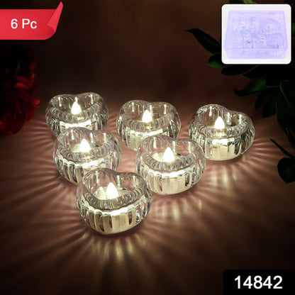Led Crystal Tealight Decorative Flameless Candles (6 Pc)