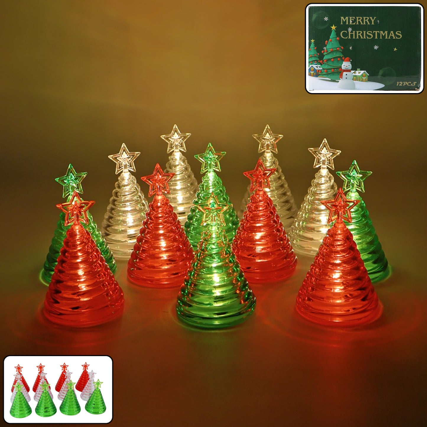 Christmas Tree Shape Led Decorative Lights (12 Pc)