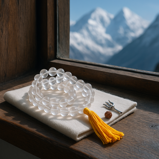 Sphatik Kantha | Natural Crystal Quartz Necklace | For Peace, Aura Cleansing & Divine Vibration