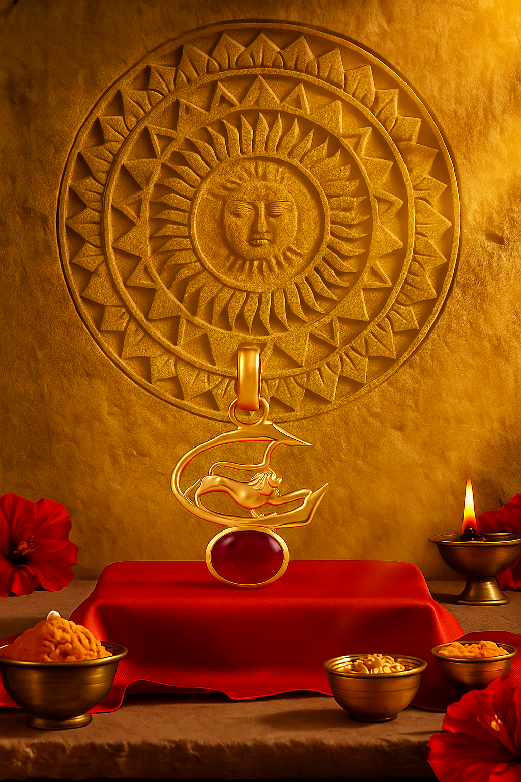 Ruby Panchdhatu Pendant – Sun Planet Remedy | Lab Certified