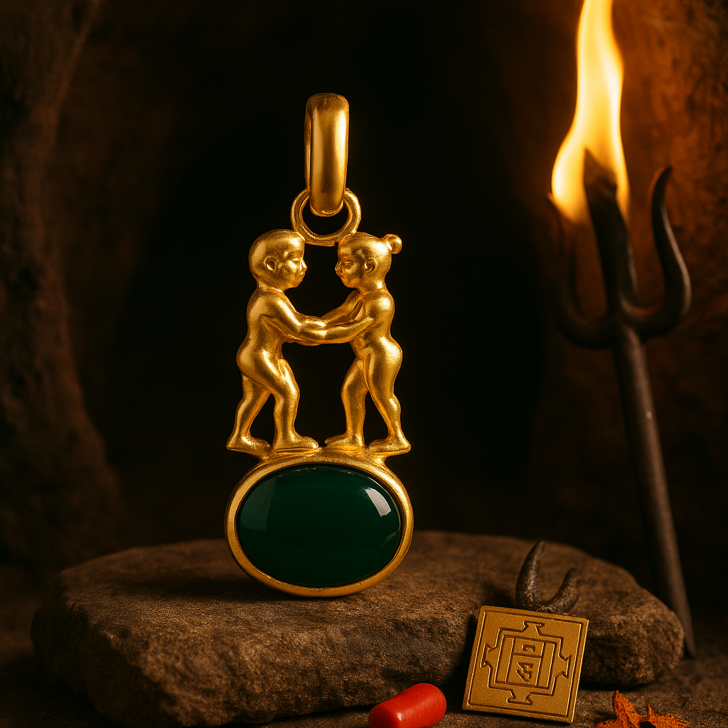 Onyx Panchdhatu Pendant – Grounding & Protection Remedy | Lab Certified