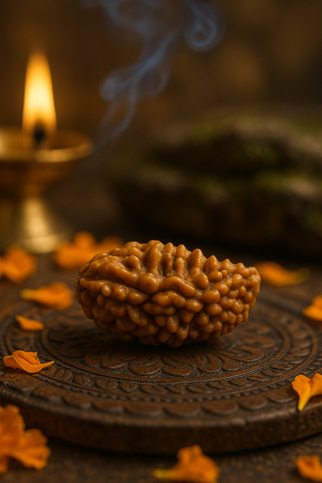 Ek Mukhi / One Faced Moon Shaped Rudraksha Pendant