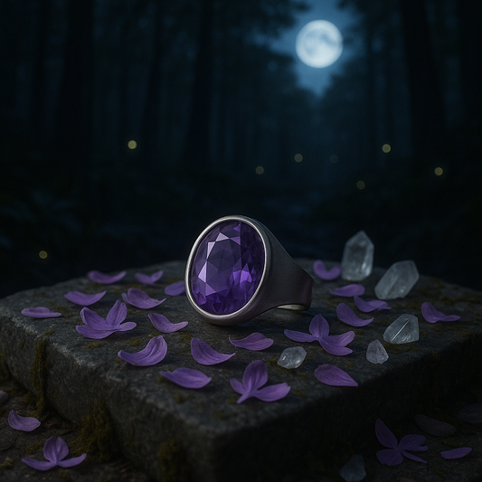 Amethyst Sterling Silver Ring – Lab Certified | 92.5% Pure | Adjustable