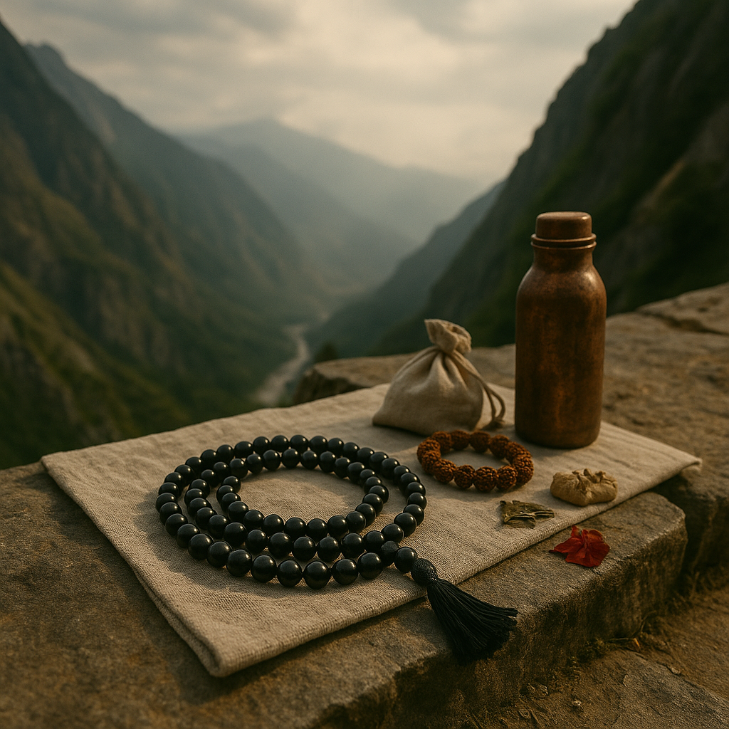 Black Hakik Mala – 108 Beads | Natural Agate Stone | For Protection, Stability & Grounding