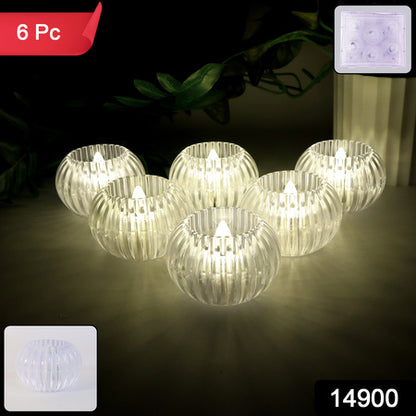 Crystal Design Led Flameless Tealight Candles (6 Pc)